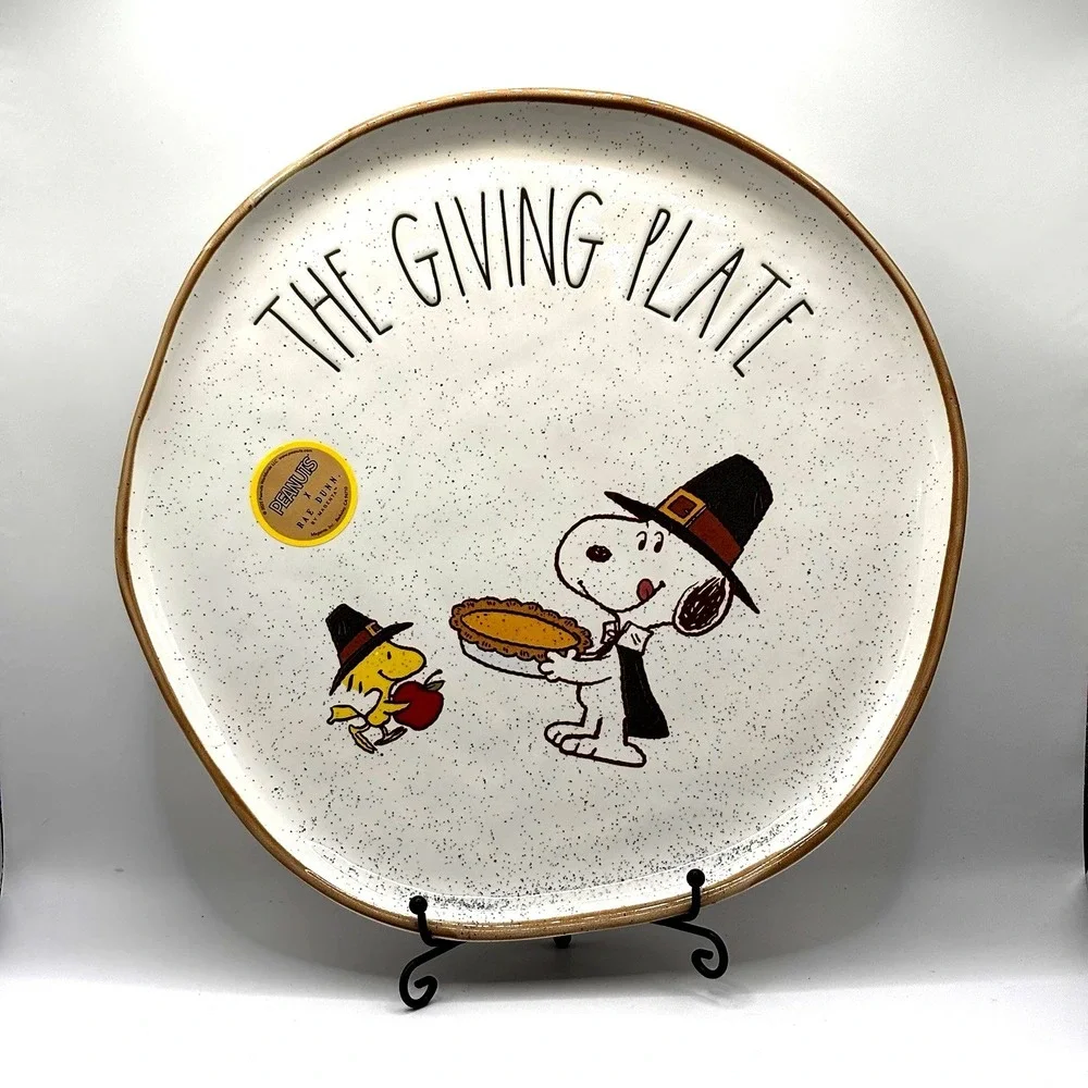 New Rae Dunn x Peanuts Snoopy Woodstock The Giving Plate Thanksgiving‎